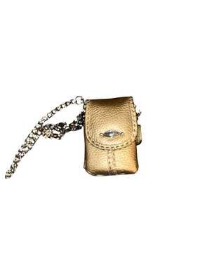 Brighton Metallic Gold Pebble Leather Flip Phone Case Crossbody Wallet Pouch